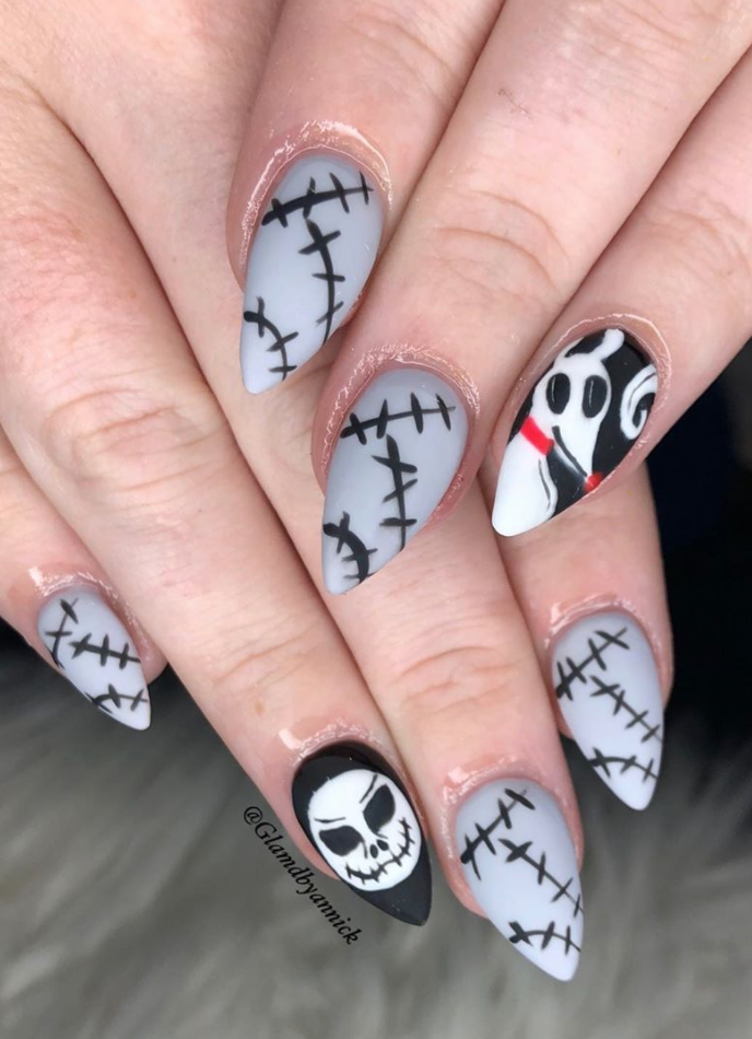 <p>Do as <a href="https://www.instagram.com/p/B3h1hilALJB/" rel="nofollow noopener" target="_blank" data-ylk="slk:nail artist Annick;elm:context_link;itc:0;sec:content-canvas" class="link ">nail artist Annick</a> does and get stitched up (on your nails) for Halloween this year. Don't have a steady hand to free draw those lines? Use handy nail stencils to guide you!</p><p><a class="link " href="https://go.redirectingat.com?id=74968X1596630&url=https%3A%2F%2Fwww.etsy.com%2Flisting%2F643970971%2Fstitches-stencils-for-nails-halloween&sref=https%3A%2F%2Fwww.oprahdaily.com%2Fbeauty%2Fskin-makeup%2Fg33239588%2Fhalloween-nail-ideas%2F" rel="nofollow noopener" target="_blank" data-ylk="slk:SHOP STENCIL;elm:context_link;itc:0;sec:content-canvas">SHOP STENCIL</a></p>