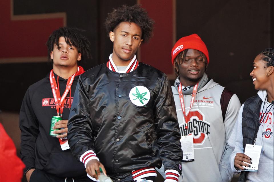 Recruit Bryson Rodgers visits Ohio Stadium during the Ohio State, Michigan game.