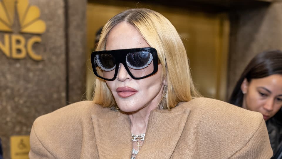 Madonna arrived for Luar in Rockefeller Center wearing the Brooklyn label's doubled sunglasses. - Gilbert Carrasquillo/GC Images/Getty Images