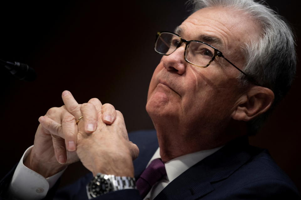 U.S. Federal Reserve Board Chairman Jerome Powell listens during his re-nominations hearing of the Senate Banking, Housing and Urban Affairs Committee on Capitol Hill,  in Washington, U.S., January 11, 2022. Brendan Smialowski/Pool via REUTERS