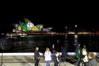 The Sydney Opera House lights up in celebration of Australia and New Zealand's joint bid to host the FIFA Women's World Cup 2023, in Sydney