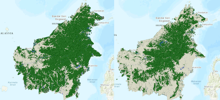 Two shaded maps of an island