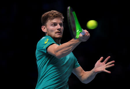 Tennis - ATP World Tour Finals - The O2 Arena, London, Britain - November 19, 2017 Bulgaria's Grigor Dimitrov in action during the final against Belgium's David Goffin REUTERS/Toby Melville