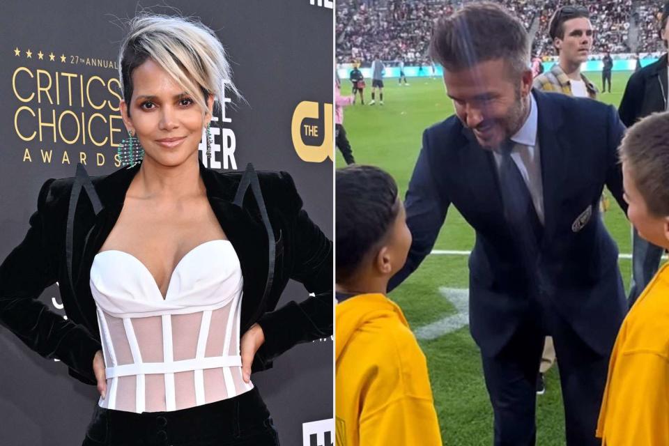 <p>Halle Berry/instagram</p> Halle Berry (L), David Beckham (R)