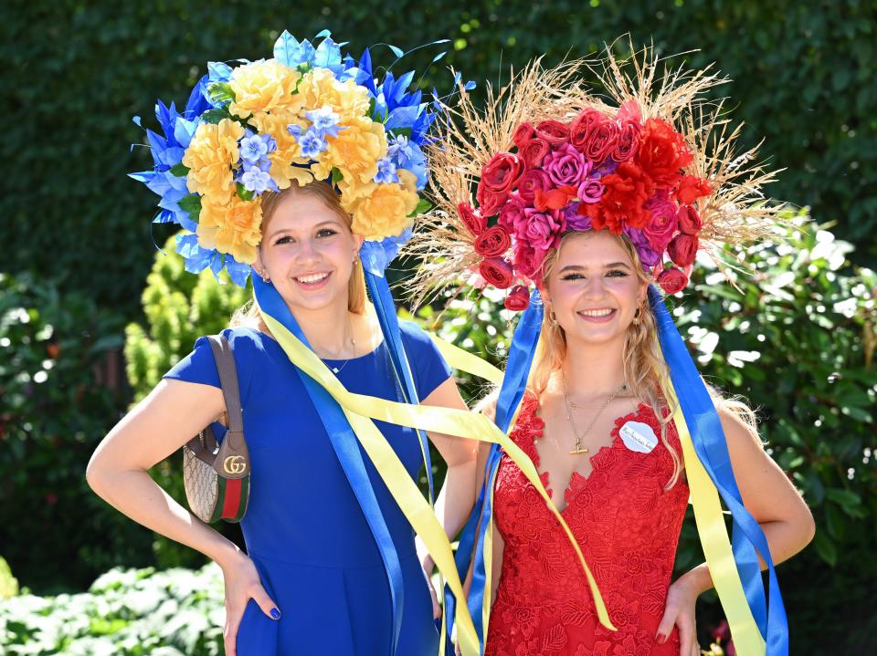 These revelers chose to go all out with floral headpieces.
