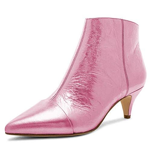 5) Women Chic Low Kitten Heels Ankle Boots