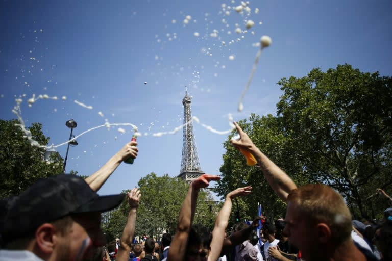 France supporters began revelling in Paris hours ahead of the match, with the Eiffel Tower fanzone opening four hours before kickoff