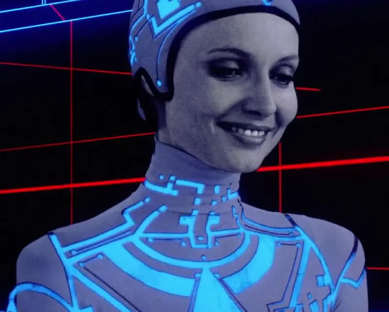 ▲辛蒂摩根在經典科幻片《電子世界爭霸戰》一人分飾兩角。（圖／翻攝自IMDb）