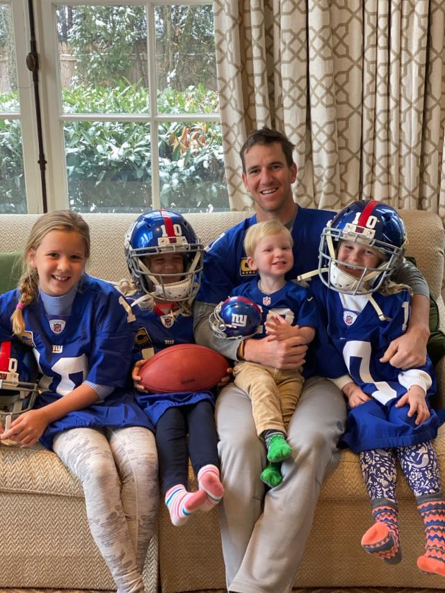 Eli Manning Shares Rare Family Photo with His 4 Kids Dressed for Game Day:  'Let's Go Giants!'