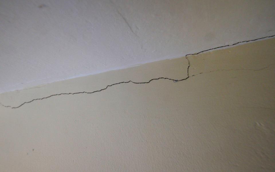 A crack in the wall and ceiling of Lee Gilbert's Chingford home