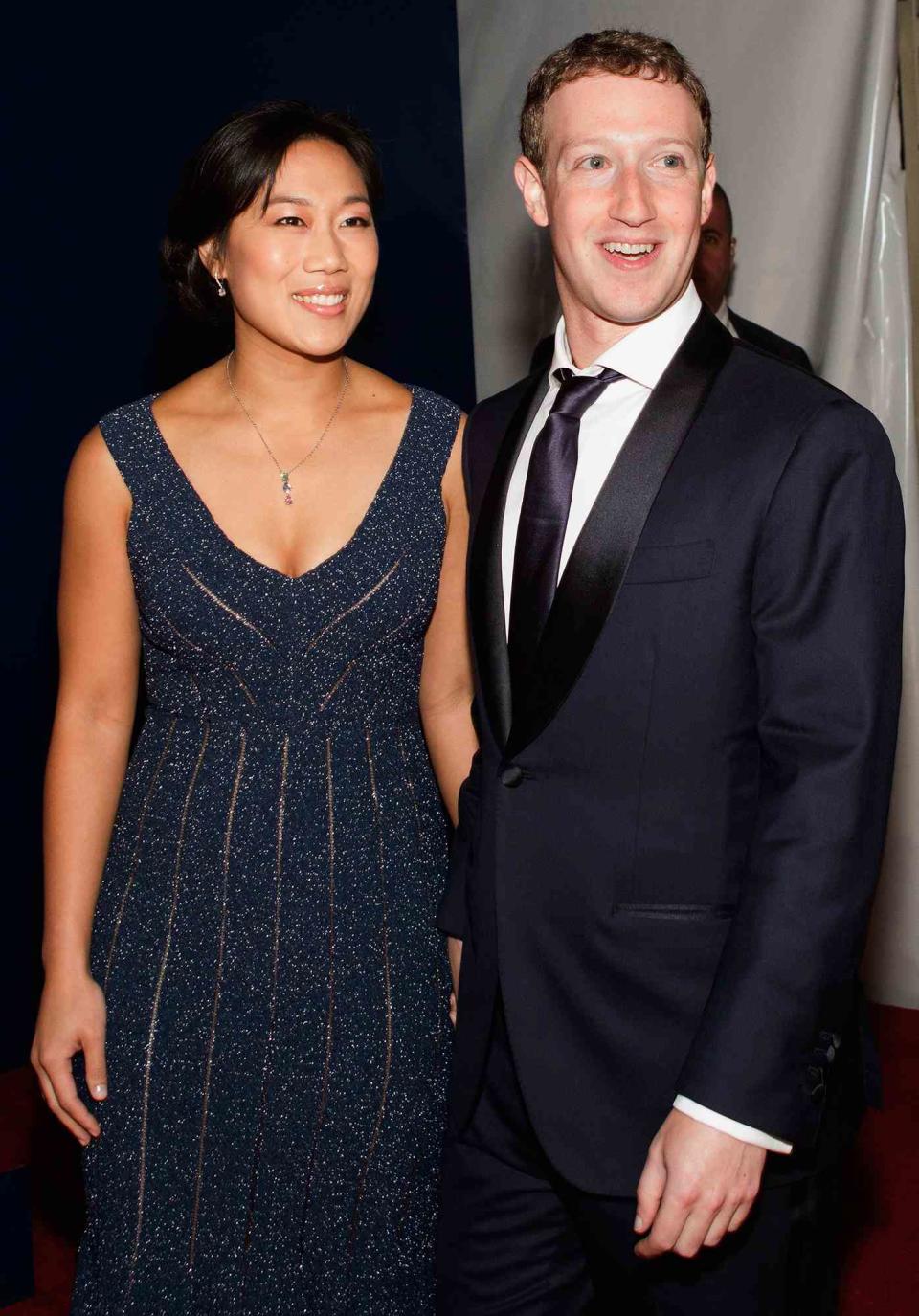 Priscilla Chan and Mark Zuckerberg attend. the Breakthrough Prize Awards Ceremony Hosted By Seth MacFarlane at NASA Ames Research Center on November 9, 2014 in Mountain View, California