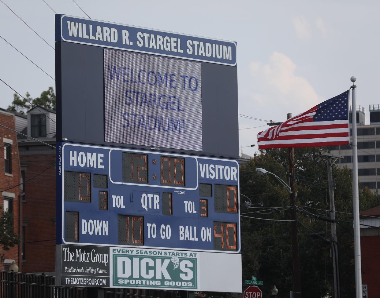 Stargel Stadium was evacuated after shots were fired outside Sunday.