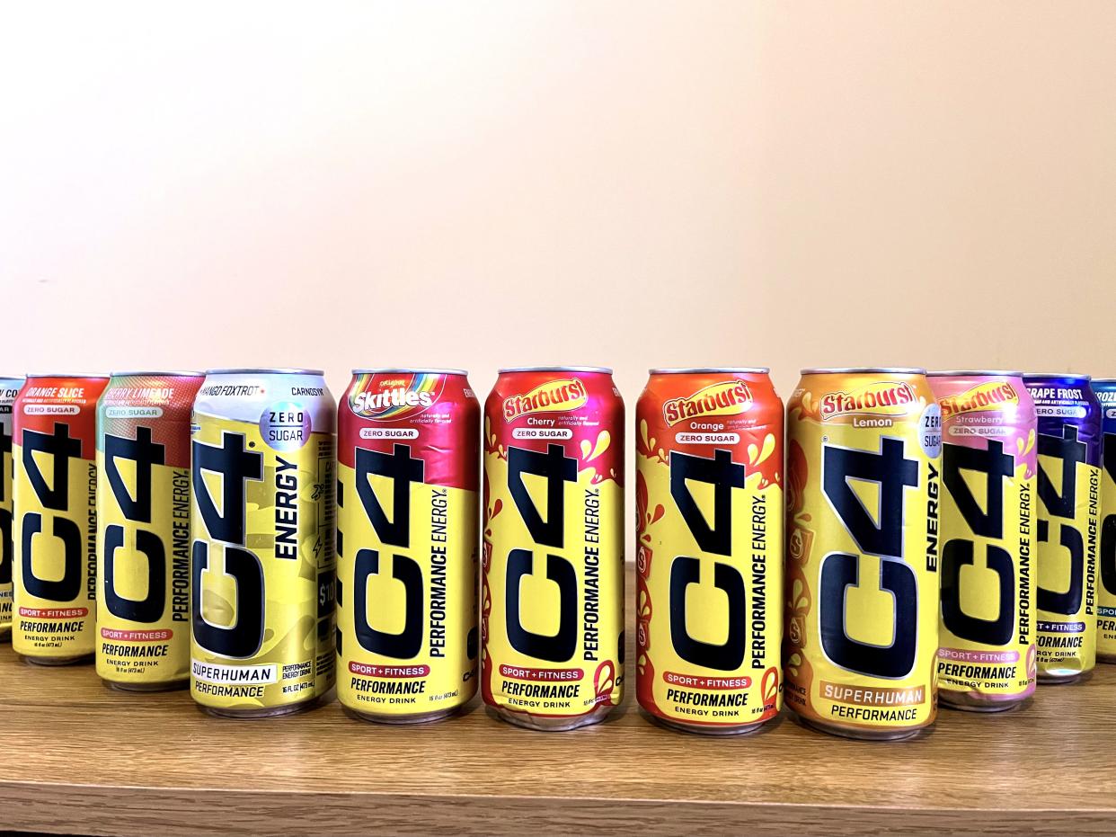 11 flavors of C4 Energy Drink in a row
