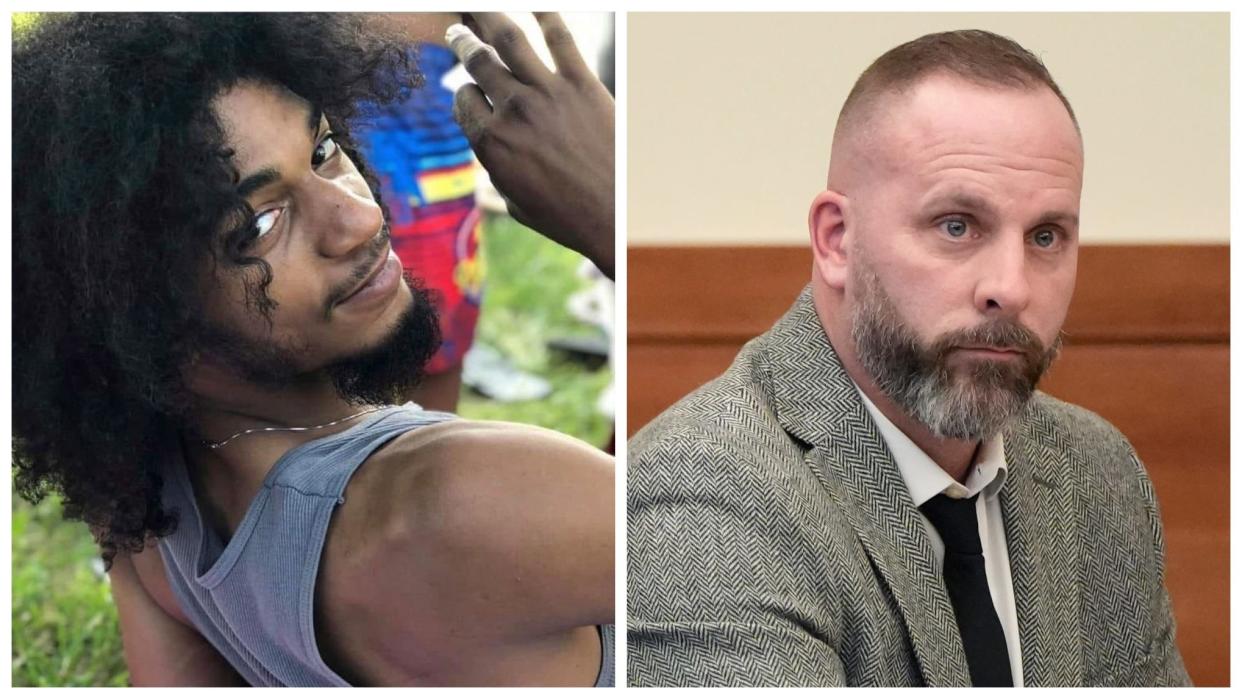 Photo composite of Casey Goodson Jr., left, and former Franklin County Sheriff's Deputy Jason Meade, right. Meade was indicted on murder charges in the 2020 shooting death of Goodson.
