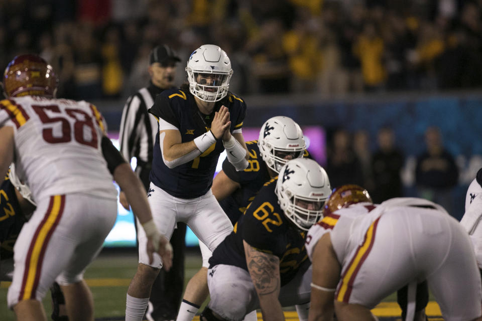 West Virginia quarterback Will Grier (7) during the second half of an NCAA college football game against Iowa State in Morgantown, W.Va., Saturday, Nov. 4, 2017. (AP Photo/Walter Scriptunas II)