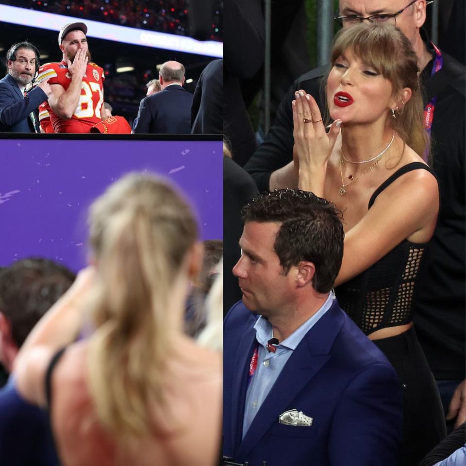 what taylor swift travis kelce said on field at supr bowl