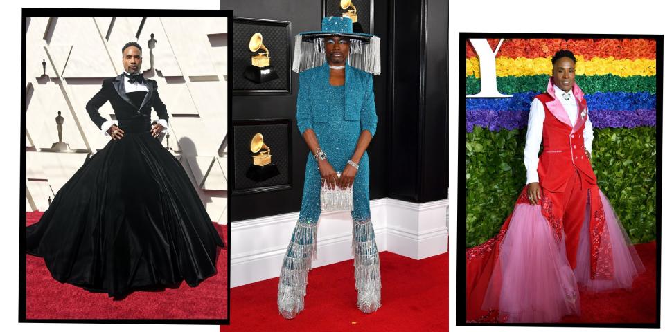 Billy Porter Looked Like A Real-Life Moon Man Award In Metallic Silver Suit And Platform Boots