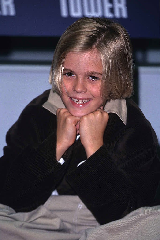 Aaron Carter at Tower Records in London in 1997 when he was 10. (Photo: Fred Duval/FilmMagic)