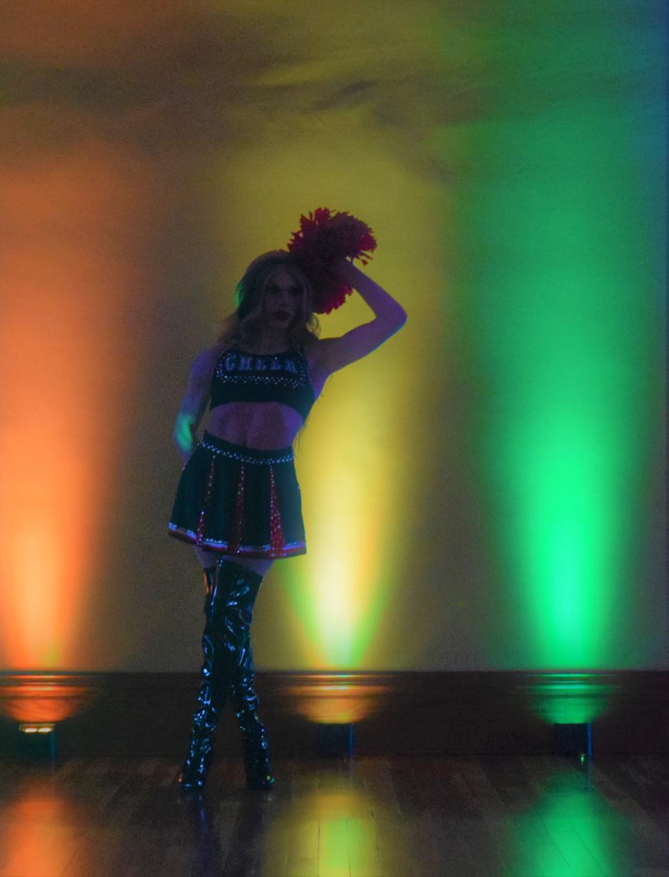 Drag performer Kassie Kain performs for the crowd at Pride Prom on April 28, 2023.
