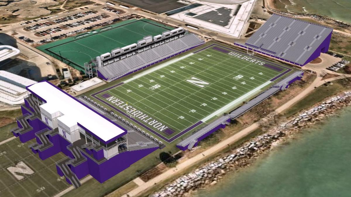 Northwestern Football Unveils Design for Temporary Lakeside Football Field Photo Concept