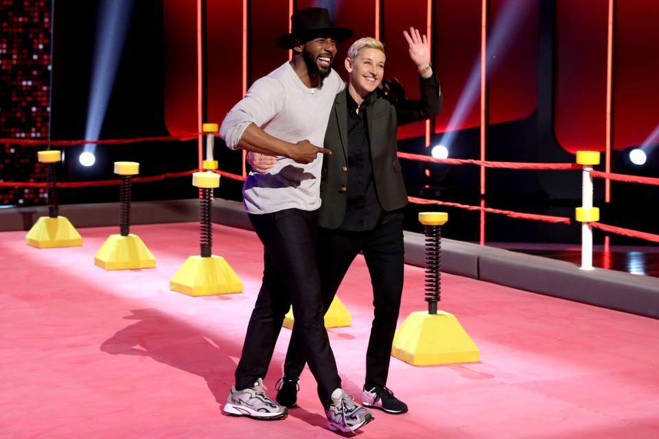 ELLEN'S GAME OF GAMES -- "Ain't No Mt. Saint Ellen High Enough" Episode 313 -- Pictured: (l-r) Stephen "tWitch" Boss, Ellen DeGeneres