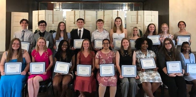Students in the Class of 2024 who received the J.L. Francis Scholarship from the Community Foundation of the Mahoning Valley were recognized May 3 in an award ceremony. Recipients include, front row from left, Gretchen Bartels, Brynn Smith, Kendall Brunn, Sophia Yon, Swathi Padmanabhan, Emma Morris, NeVaeh Shouse, Mikayla Upright and Niara Keyes; and, back row from left, Keagan Beck, Jared Giovannone, Gabriella Gasior, Simon Kovass, Trent Williamson, Blake Thomas, Ashley Bellstrom, Kaleigh Williams, Evelyn Collier and Natalie DiVencenzo.