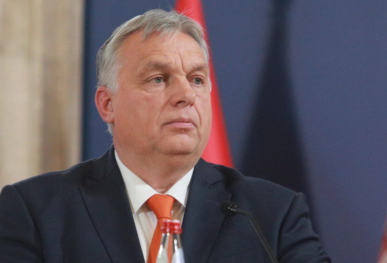 Orbán at a meeting in Belgrade, Serbia, in November to discuss illegal immigration. 