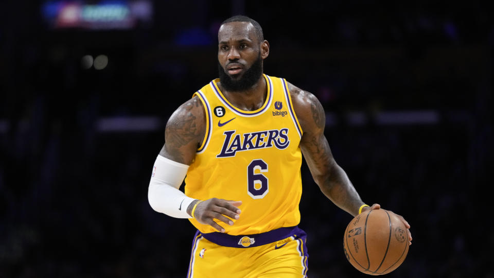 Los Angeles Lakers superstar LeBron James is chasing Kareem Abdul-Jabbar's all-time regular season scoring record. (AP Photo/Jae C. Hong)