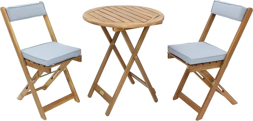 My Home My Living Acacia Wood 3-Piece Bistro Set. Image via Amazon.