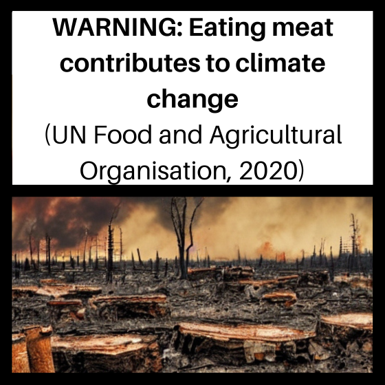 Study design showing the climate warning label displayed on a burger meat-option.<span class="copyright">Jack P. Hughes, et al.—Durham University</span>