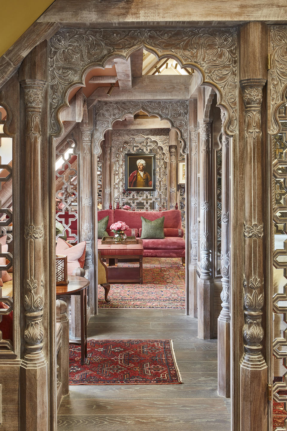 A view of the suite's interior from inside its main hallway.