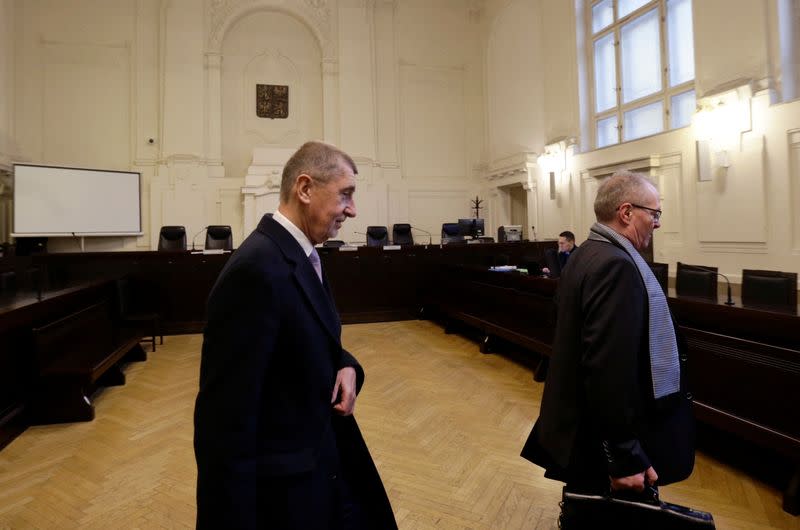 Former Czech PM Babis stands trial at the Municipal Court in Prague