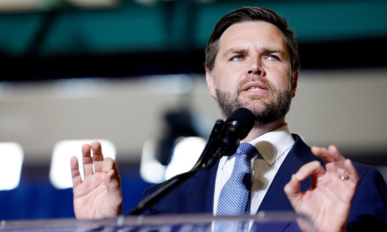 <span>JD Vance at Liberty high school on 30 July 2024 in Henderson, Nevada.</span><span>Photograph: Anna Moneymaker/Getty Images</span>