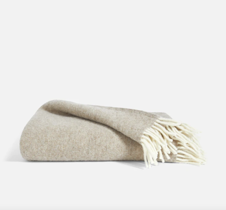 Pure Wool Throw Blanket in Latte (Photo via Brooklinen)