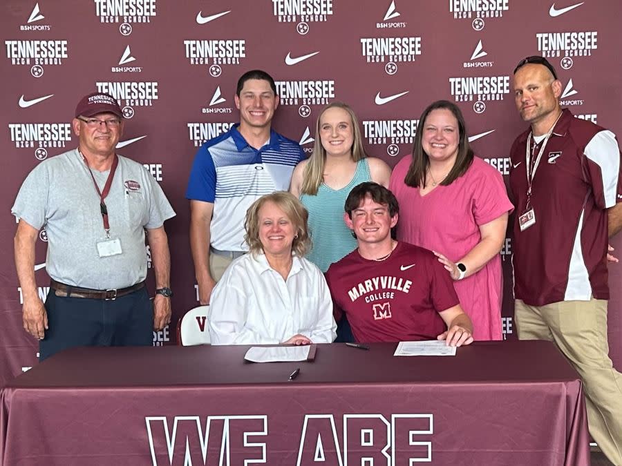 Photo: Nolan Hutson signs with Maryville College. (Courtesy of Tennessee High School)