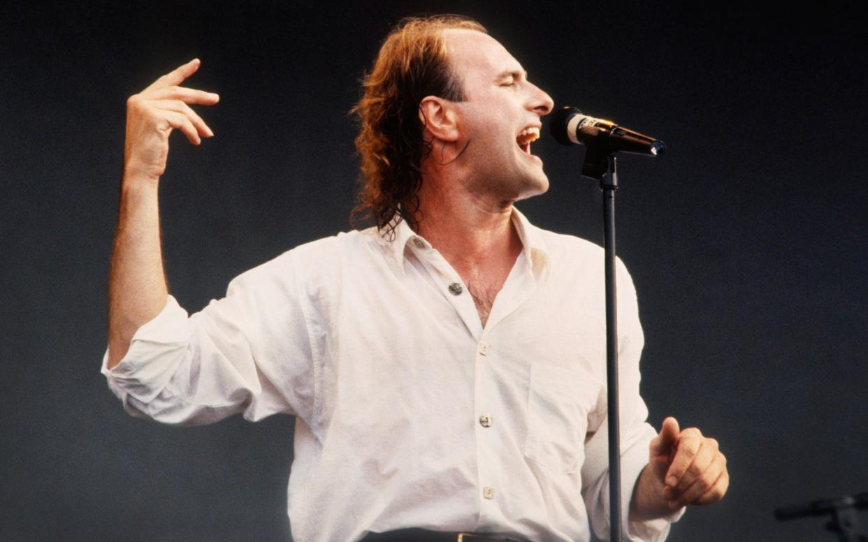 Steve Harley of Cockney Rebel performing at the Beach Festival, De Panne, Belgium in August 1989