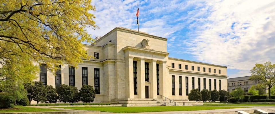 Federal Reserve building in Washington, DC., in the Spring