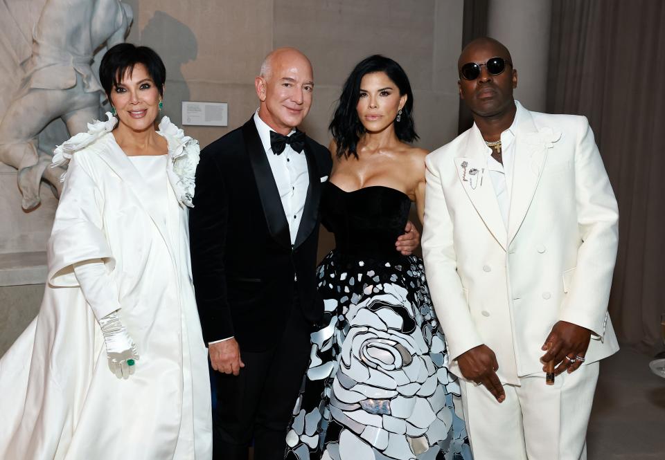 Jeff Bezos, Lauren Sánchez, Kris Jenner, and Corey Gamble at Met Gala