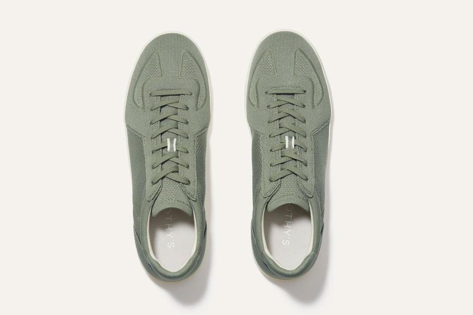 Olive green lace up low top sneakers