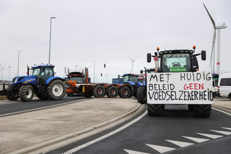 Protesta de agricultores belgas en Zeebruge