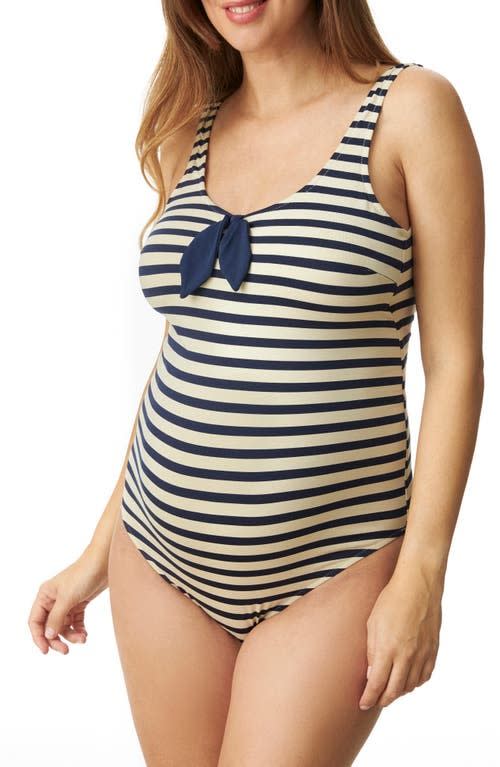 17) Breton Stripe One-Piece Maternity Swimsuit