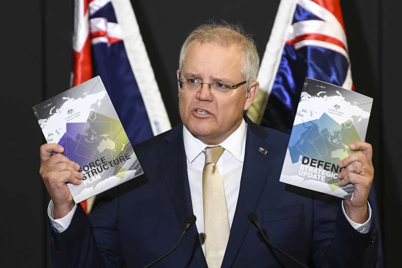 澳洲總理莫里森（Scott Morrison）公布最新國防戰略，目的是反制中國崛起（AP）
