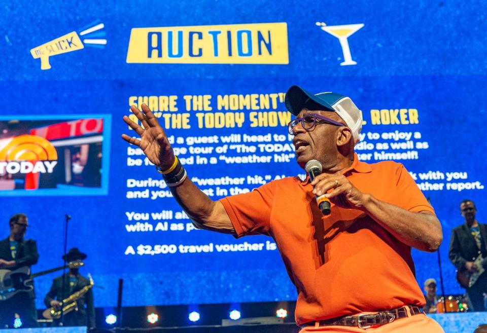 Al Roker, a frequent guest at Big Slick Celebrity Weekend, will interview two of the hometown hosts Friday morning. He’s pictured here at the event in 2019, auctioning off goodies.