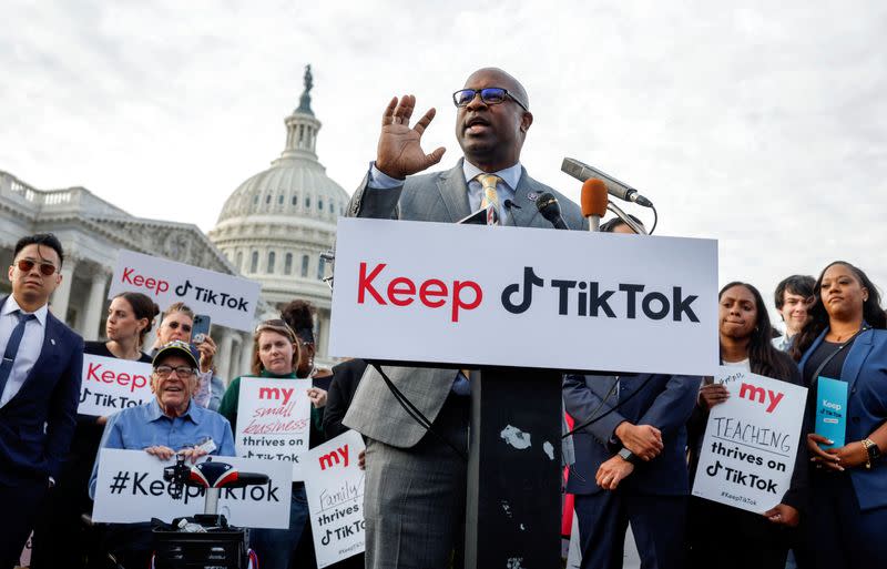 TikTok creators speak out in support of TikTok at the United States Capitol in Washington