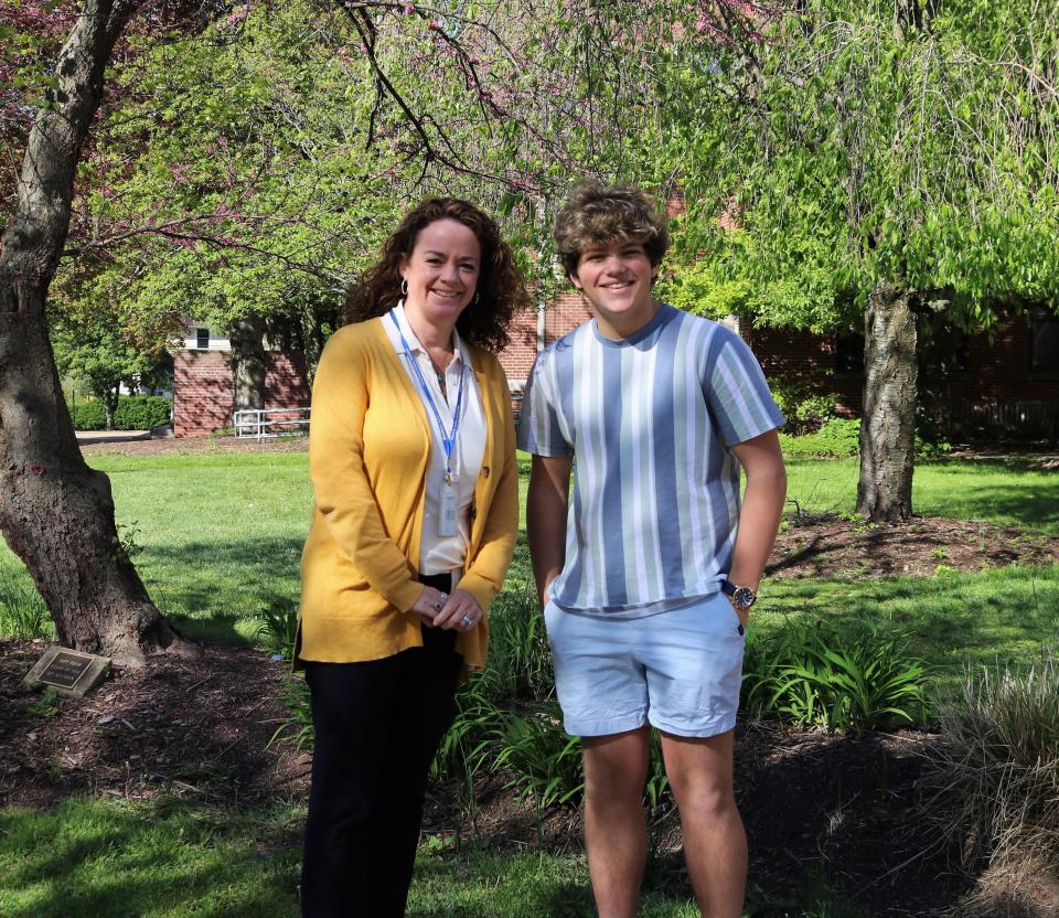 Westfield High School 10th grader Skyler Lipkind will receive the 2022 NJ Governor's Award in Arts Education on Thursday, May 26, with approximately 100 students and 15 arts leaders across the state. Lipkind is pictured here with WHS Principal Mary Asfendis.