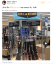 <p>Waffen für den Schulanfang? Wenn es nach Walmart geht, ja! Die Supermarktkette stand unter Beschuss, weil neben einer Vitrine mit Gewehren das Schild “Bewältige das Schuljahr wie ein Held” prangte. Kein Wunder, dass die Empörung groß war! “Das ist so krank“, beschwerte sich ein Twitter-User. Ein anderer forderte: “Könnt ihr das bitte erklären, Walmart?” Nach dem gewaltigen Shitstorm im Netz twitterte das Unternehmen: “Wir entschuldigen uns für diesen fürchterlichen Fehler.” (Bild: Screenshot Twitter) </p>