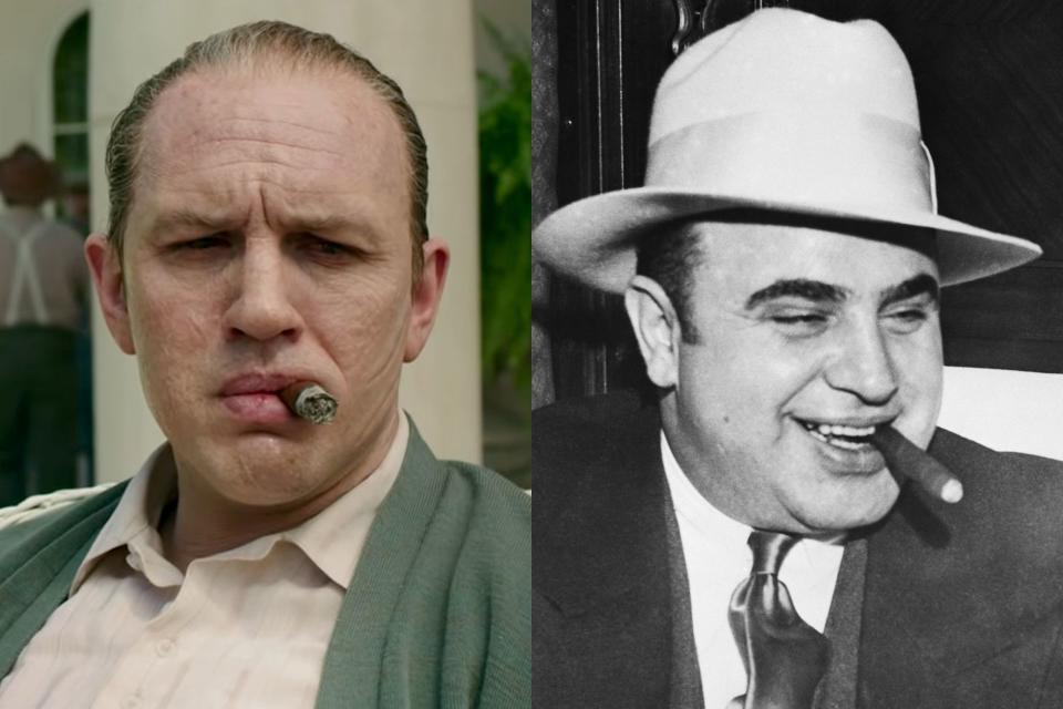 <p>Though it's inspired by a true story, you shouldn't believe everything you see in <em>Capone</em>. That's because this take on the notorious gangster follows the final year of his life, and digs into the frenzied mind of a man who was incapacitated by neurosyphilis. As such, <em>Capone</em> is filled with hallucinations, ghosts of the past, and imagined musical numbers. "The way I like to put it is, the movie itself has dementia," <a href="https://www.esquire.com/entertainment/movies/a32438213/al-capone-tom-hardy-transformation-director-josh-trank-interview/" rel="nofollow noopener" target="_blank" data-ylk="slk:as director Josh Trank told Esquire;elm:context_link;itc:0;sec:content-canvas" class="link ">as director Josh Trank told Esquire</a>. But that's not to say the entire film is a work of fiction. Much of it is <a href="https://www.esquire.com/entertainment/movies/a32439185/al-capone-dementia-syphilis-treasure-true-story/" rel="nofollow noopener" target="_blank" data-ylk="slk:inspired by a little-known era of Capone's life;elm:context_link;itc:0;sec:content-canvas" class="link ">inspired by a little-known era of Capone's life</a>, and while some characters are composites of actual people, many of the faces we see in this film are real historical figures from the gangster's orbit—like his wife Mae Capone played by Linda Cardellini and their son played by Noel Fisher.</p><p>Below, see how the cast of <em>Capone</em> compares to the actual real life people who inspired the new movie.</p>
