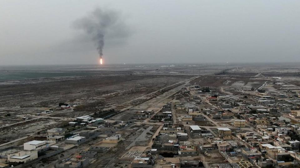 Aerial shot of West Qurna oil field