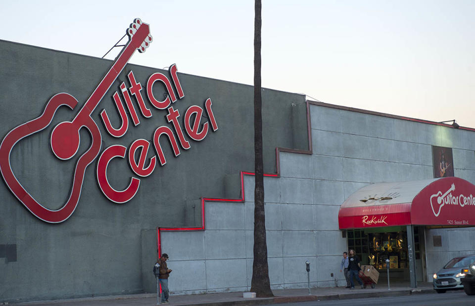 The entrance ot Guitar Center on Sunset Boulevard