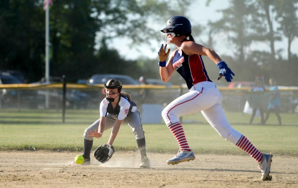 South Kingstown and Tiverton battle during their State Softball (12 and under) Title game on Wednesday at Tiverton Town Farm.